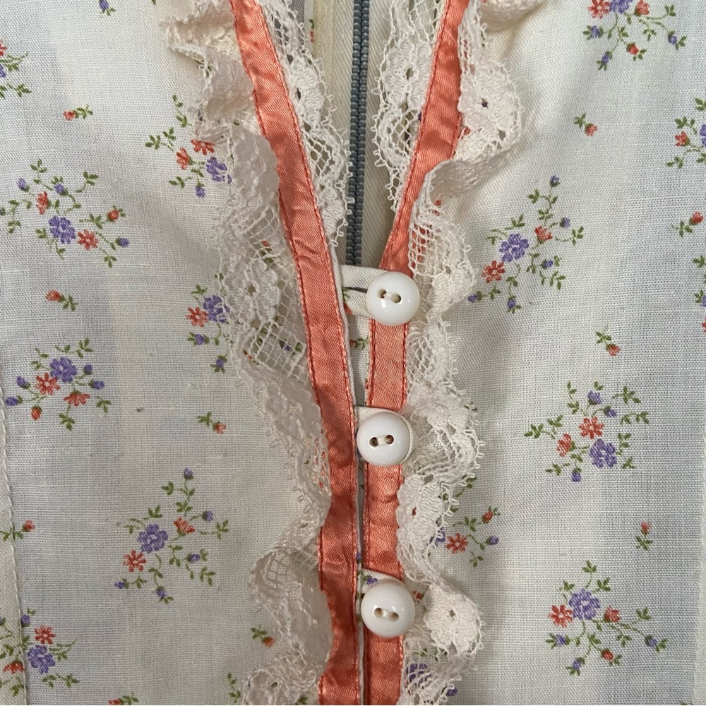 Vintage 70s 80s handmade cottagecore midi ditzy floral prairie dress - Picture 3 of 7